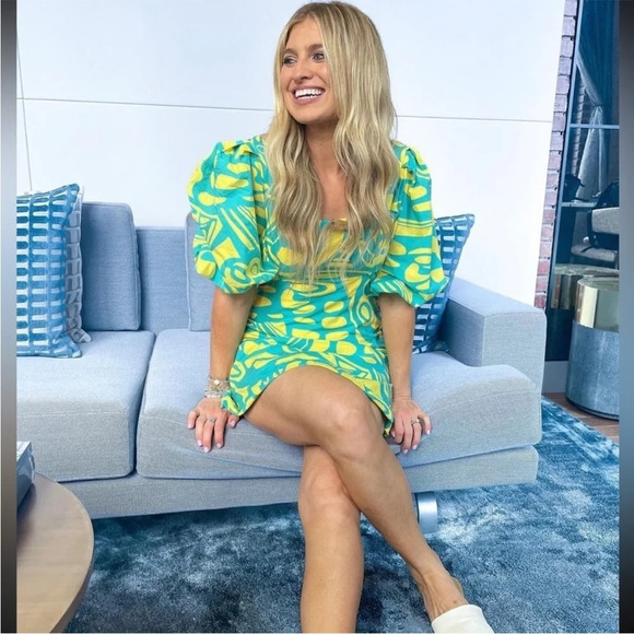 Alexis Bodhi Puff Sleeve Mini Dress Blue Yellow - Picture 3 of 10